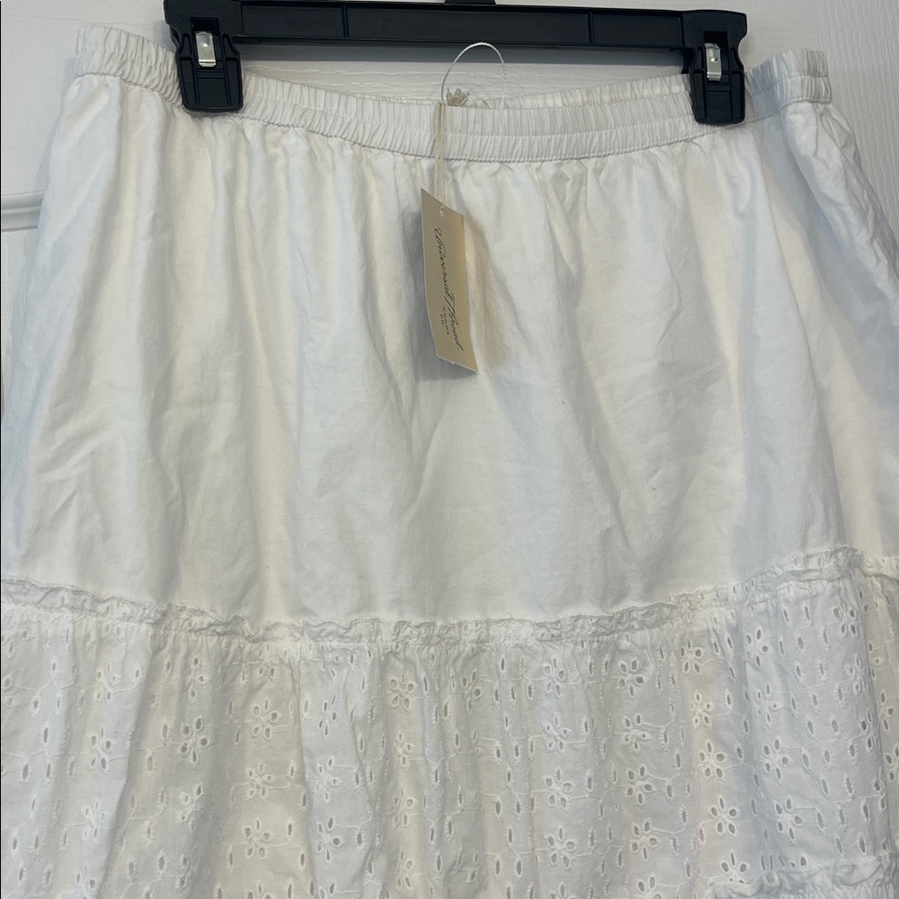 Women’s midi skirt White A-Line Skirt size Large Studio West - Picture 4 of 7